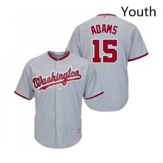 Youth Washington Nationals 15 Matt Adams Replica Grey Road Cool Base Baseball Jersey